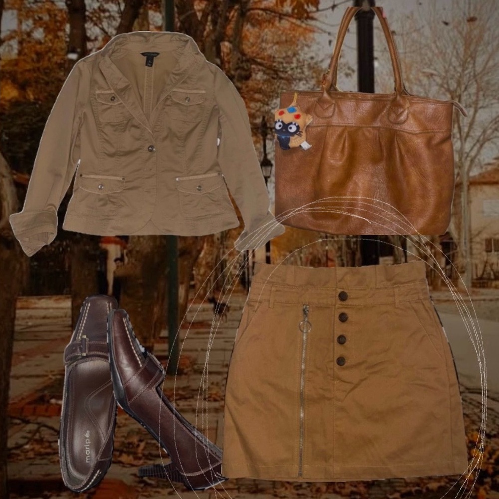 Topshop fall tan brown mini skirt with zipper detail